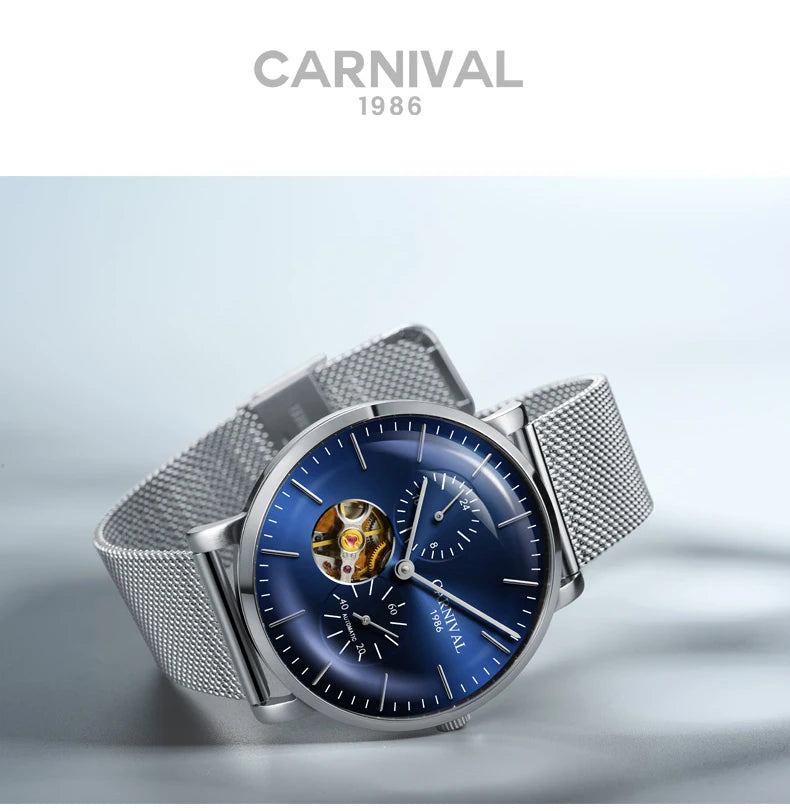 Reloj mecánico para hombre Carnival – Reloj de pulsera automático de lujo con cristal de zafiro