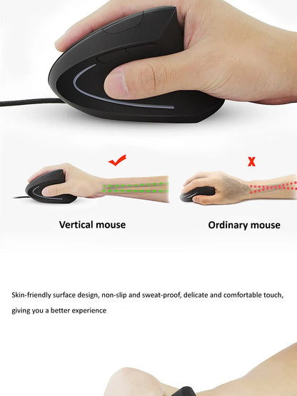 Wired Right Hand Vertical RGB Mouse Ergonomic Gaming Mouse 800 1200 1600 3200DPI USB Optical Wrist Healthy Mause for PC Computer