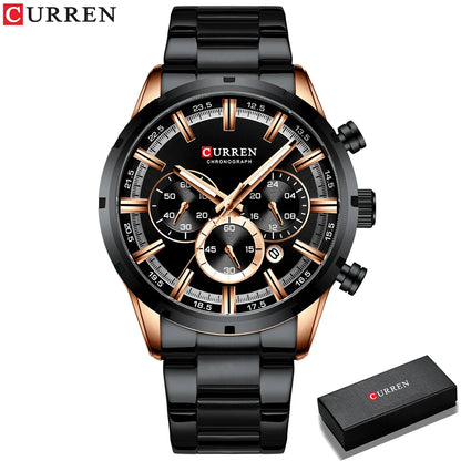 Reloj Curren para hombre con esfera azul, correa de acero inoxidable y fecha, reloj masculino de negocios, resistente al agua, reloj de pulsera de lujo para hombre