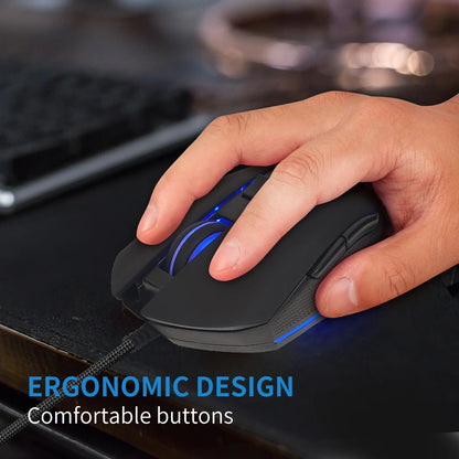Ratón luminoso de colores con silencio USB-C para portátil Type-C, ratón gaming