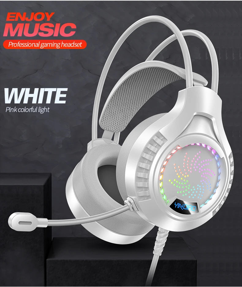 RGB Gaming Headset with Microphone 7.1 Surround HD Sound Stereo Dual 3.5mm USB Wired Headphone For PS5 PC Laptop Phone