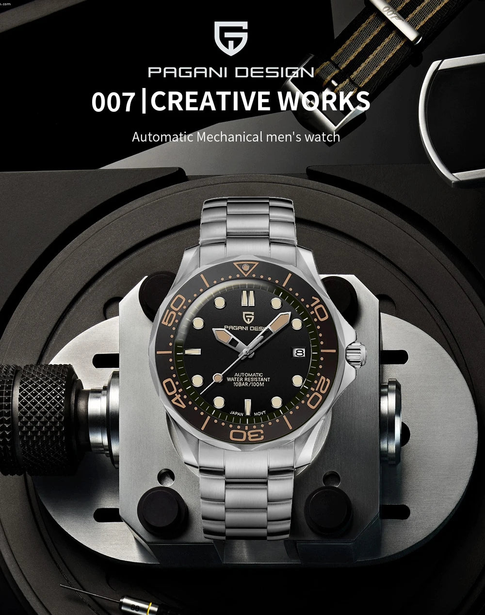 PAGANI DESIGN 007 Mechanical Wristwatch for Men Luxury Automatic Watch NH35A AR Sapphire Crystal Waterproof Clock 2024 New