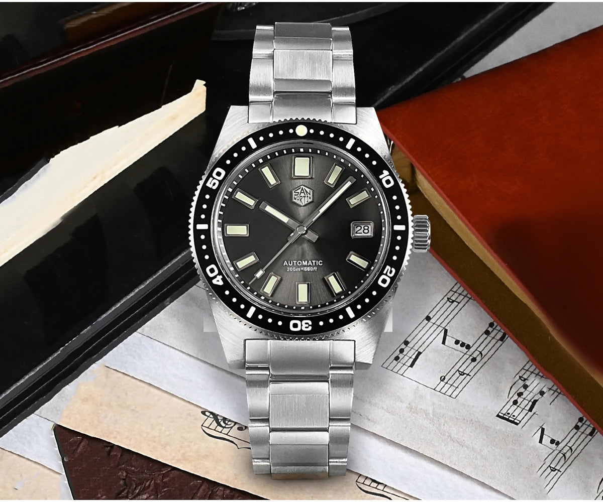 San Martin Official 41mm 62mas V4 Diver Men Watch NH35 Automatic Mechanical Watch Sapphire Glass 200m Waterproof Luminous SN0007