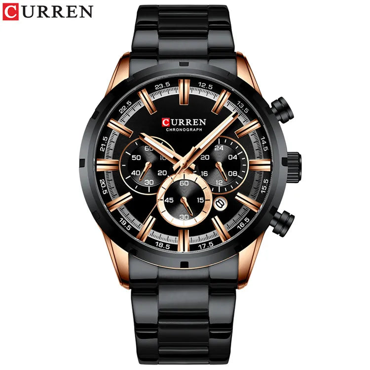 Reloj Curren para hombre con esfera azul, correa de acero inoxidable y fecha, reloj masculino de negocios, resistente al agua, reloj de pulsera de lujo para hombre