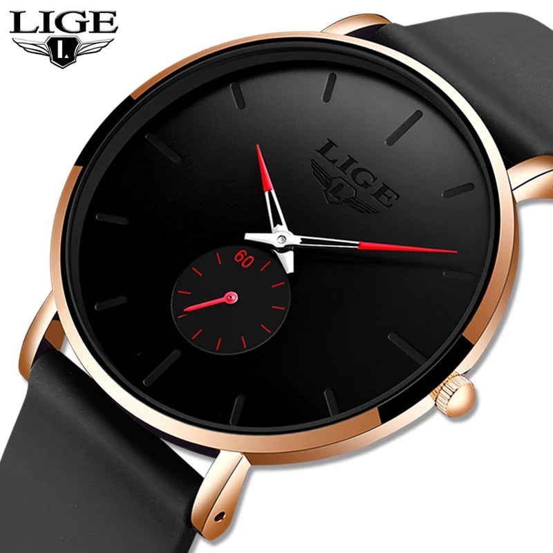 Reloj para hombre LIGE: estilo deportivo y moderno, marca de lujo, resistente al agua, diseño minimalista y ultradelgado, reloj de cuarzo para hombre.