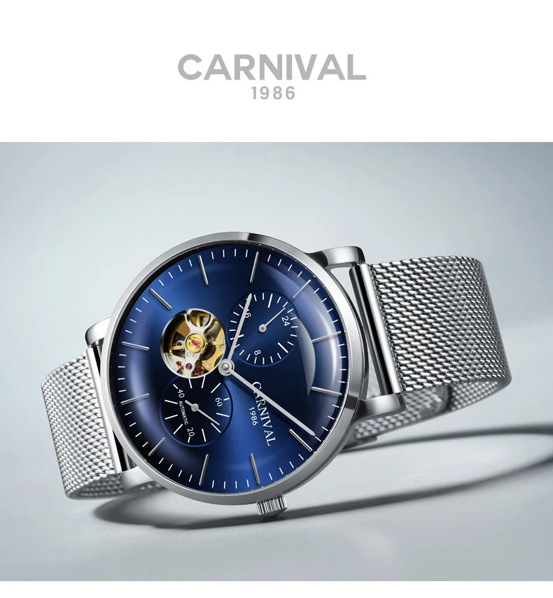 Reloj mecánico para hombre Carnival – Reloj de pulsera automático de lujo con cristal de zafiro