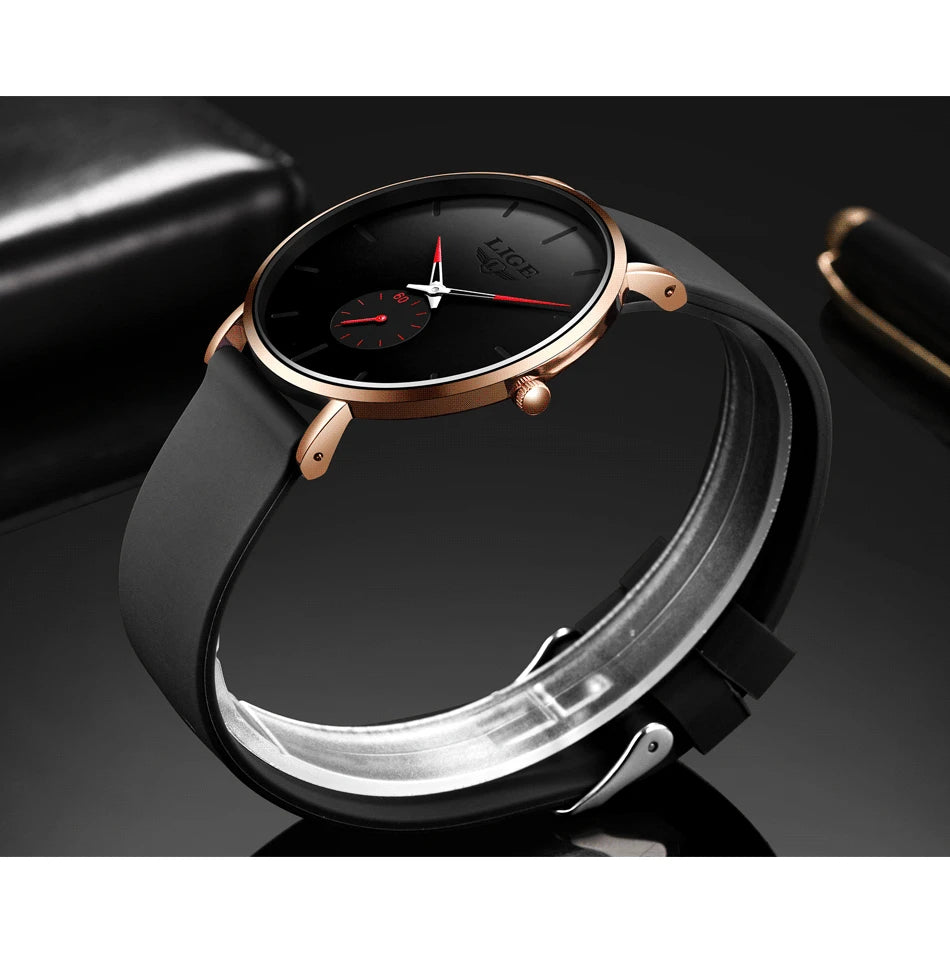Reloj para hombre LIGE: estilo deportivo y moderno, marca de lujo, resistente al agua, diseño minimalista y ultradelgado, reloj de cuarzo para hombre.