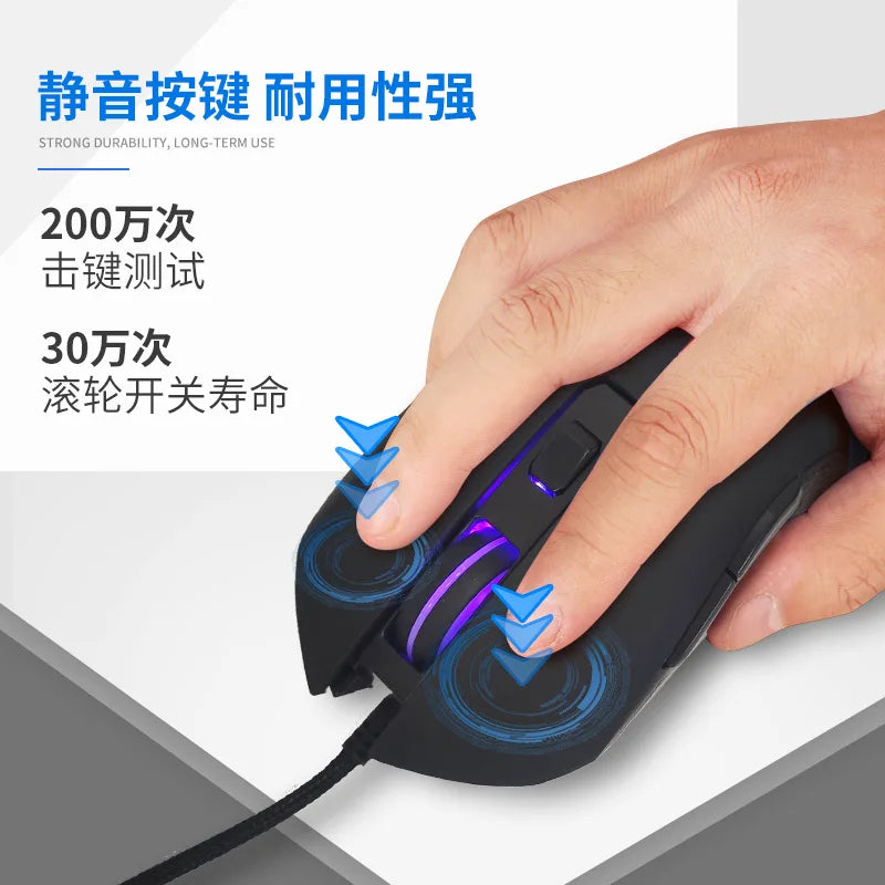 Ratón luminoso de colores con silencio USB-C para portátil Type-C, ratón gaming