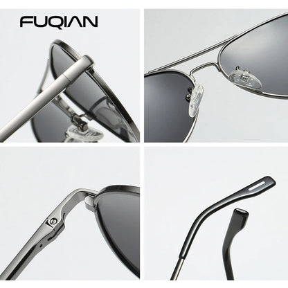 Classic Big Pilot Polarized Sunglasses Men Luxury Metal Black Aviation Sun Glasses Male Fashion Driving Vacation Shades UV400