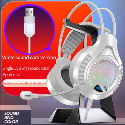 RGB Gaming Headset with Microphone 7.1 Surround HD Sound Stereo Dual 3.5mm USB Wired Headphone For PS5 PC Laptop Phone
