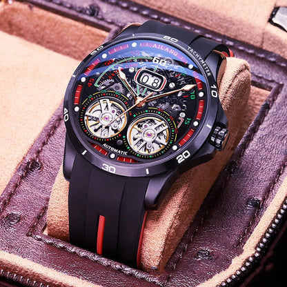 AILANG Super Cool Double Tourbillon Automatic Mechanical Watch Men Luxury Brand Luminous Waterproof Watches Men's Reloj Hombre