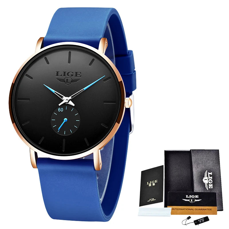 Reloj para hombre LIGE: estilo deportivo y moderno, marca de lujo, resistente al agua, diseño minimalista y ultradelgado, reloj de cuarzo para hombre.