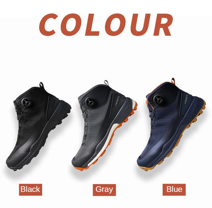 HUMTTO Waterproof Hiking Shoes Mountain Trekking Boots Black Camping Sneakers for Men Safety Climbing Sport Tactical Mens Shoes