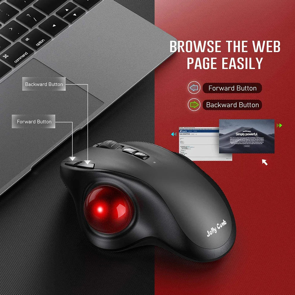 2400DPI Trackball Mouse ,2.4G & Bluetooth Rechargeable Mouse with EVA Case Bag Vertical Ergonomic Mice for Laptop iPad Mackbook