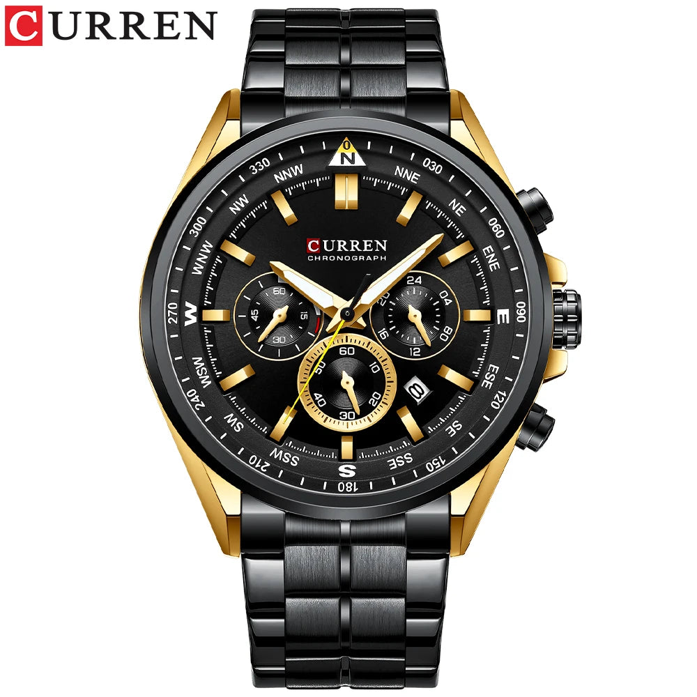 Montre pour homme CURREN – Montre tendance de grande marque, modèle de luxe, étanche, en acier, style sportif, chronographe à quartz