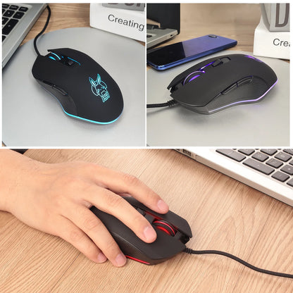 Ratón luminoso de colores con silencio USB-C para portátil Type-C, ratón gaming
