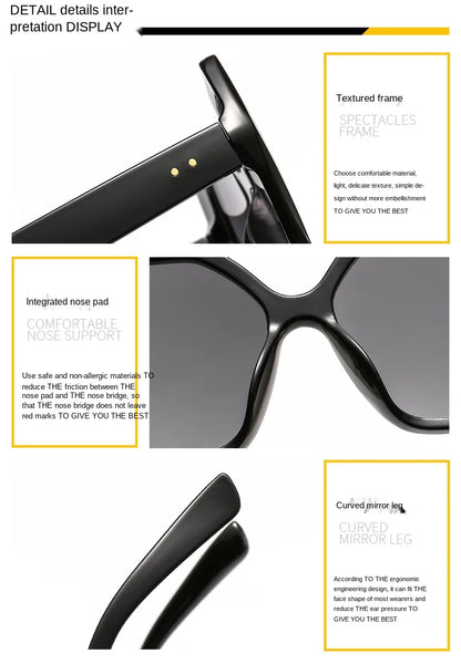 ZENOTTIC Butterfly Sunglasses Women Fashion Design Big Eyewear Shades for Ladies Uv400 Travel Oversize Sun Glasses