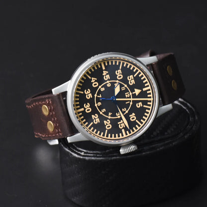 Hruodland Pilot Men's Automatic Mechanical Watch Pt5000 Sapphire Luminous C3 Stainless Steel Waterproof 10Bar reloj hombre