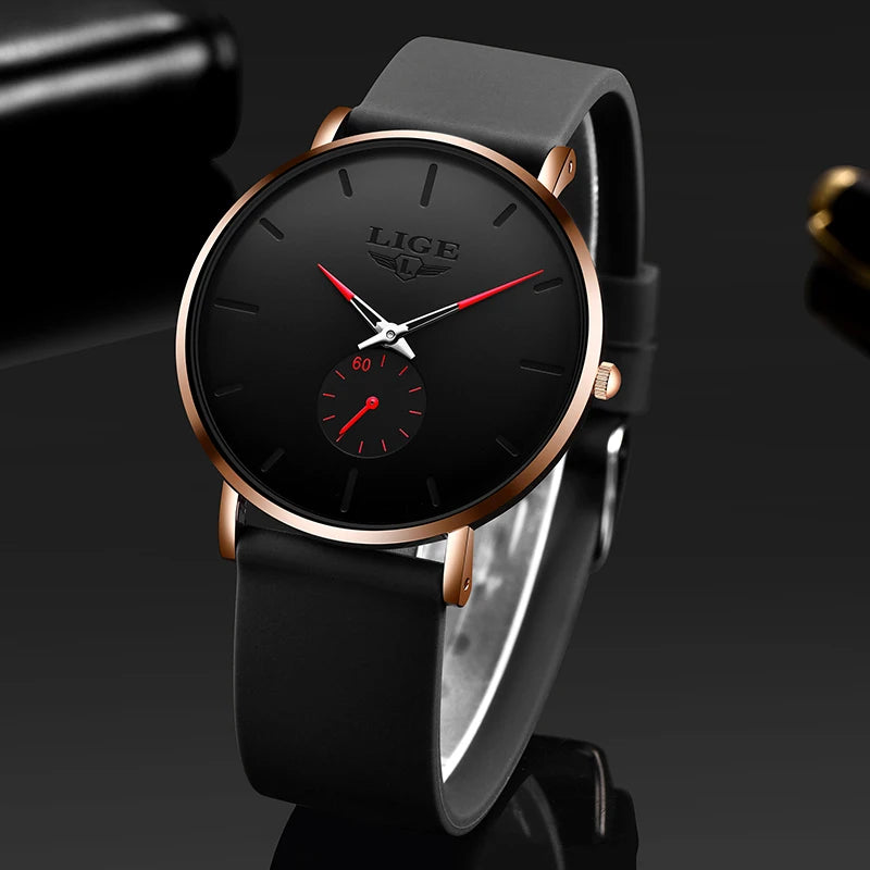 Reloj para hombre LIGE: estilo deportivo y moderno, marca de lujo, resistente al agua, diseño minimalista y ultradelgado, reloj de cuarzo para hombre.
