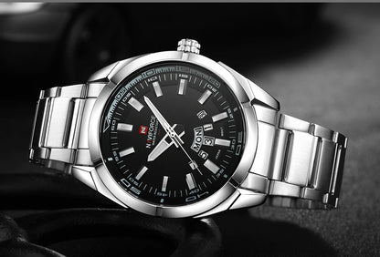 Reloj para hombre NAVIFORCE, totalmente de acero, hermético, estilo informal, movimiento de cuarzo con indicador de fecha – Reloj de pulsera de lujo para hombre, de una marca líder.