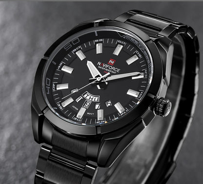 Reloj para hombre NAVIFORCE, totalmente de acero, hermético, estilo informal, movimiento de cuarzo con indicador de fecha – Reloj de pulsera de lujo para hombre, de una marca líder.