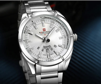 Reloj para hombre NAVIFORCE, totalmente de acero, hermético, estilo informal, movimiento de cuarzo con indicador de fecha – Reloj de pulsera de lujo para hombre, de una marca líder.