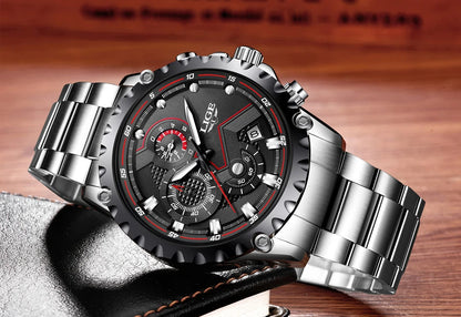 Reloj para hombre LIGE: reloj de cuarzo de última tendencia, marca de lujo, totalmente de acero, estilo profesional, resistente al agua y deportivo. Se entrega con estuche.