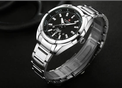 Reloj para hombre NAVIFORCE, totalmente de acero, hermético, estilo informal, movimiento de cuarzo con indicador de fecha – Reloj de pulsera de lujo para hombre, de una marca líder.