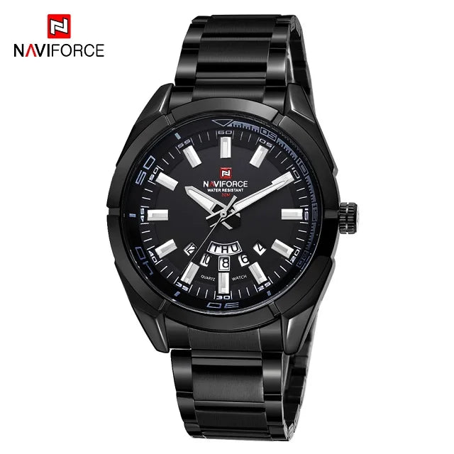 Reloj para hombre NAVIFORCE, totalmente de acero, hermético, estilo informal, movimiento de cuarzo con indicador de fecha – Reloj de pulsera de lujo para hombre, de una marca líder.