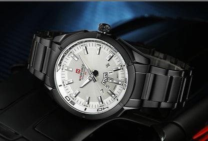 Reloj para hombre NAVIFORCE, totalmente de acero, hermético, estilo informal, movimiento de cuarzo con indicador de fecha – Reloj de pulsera de lujo para hombre, de una marca líder.