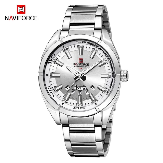 Reloj para hombre NAVIFORCE, totalmente de acero, hermético, estilo informal, movimiento de cuarzo con indicador de fecha – Reloj de pulsera de lujo para hombre, de una marca líder.
