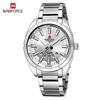 Reloj para hombre NAVIFORCE, totalmente de acero, hermético, estilo informal, movimiento de cuarzo con indicador de fecha – Reloj de pulsera de lujo para hombre, de una marca líder.