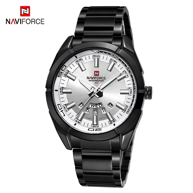 Reloj para hombre NAVIFORCE, totalmente de acero, hermético, estilo informal, movimiento de cuarzo con indicador de fecha – Reloj de pulsera de lujo para hombre, de una marca líder.