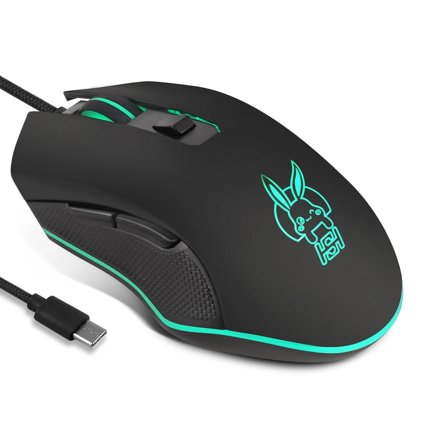 Ratón luminoso de colores con silencio USB-C para portátil Type-C, ratón gaming