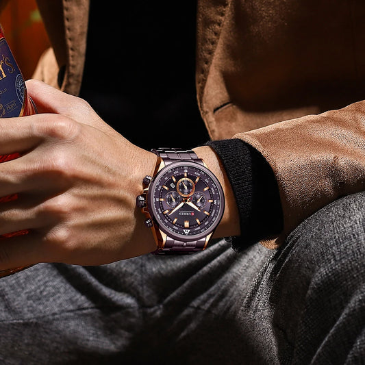 Montre pour homme CURREN – Montre tendance de grande marque, modèle de luxe, étanche, en acier, style sportif, chronographe à quartz