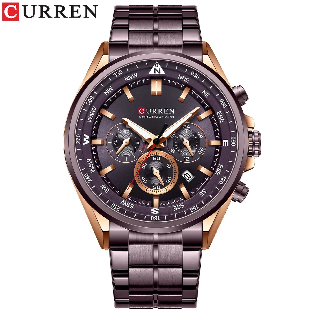 Montre pour homme CURREN – Montre tendance de grande marque, modèle de luxe, étanche, en acier, style sportif, chronographe à quartz
