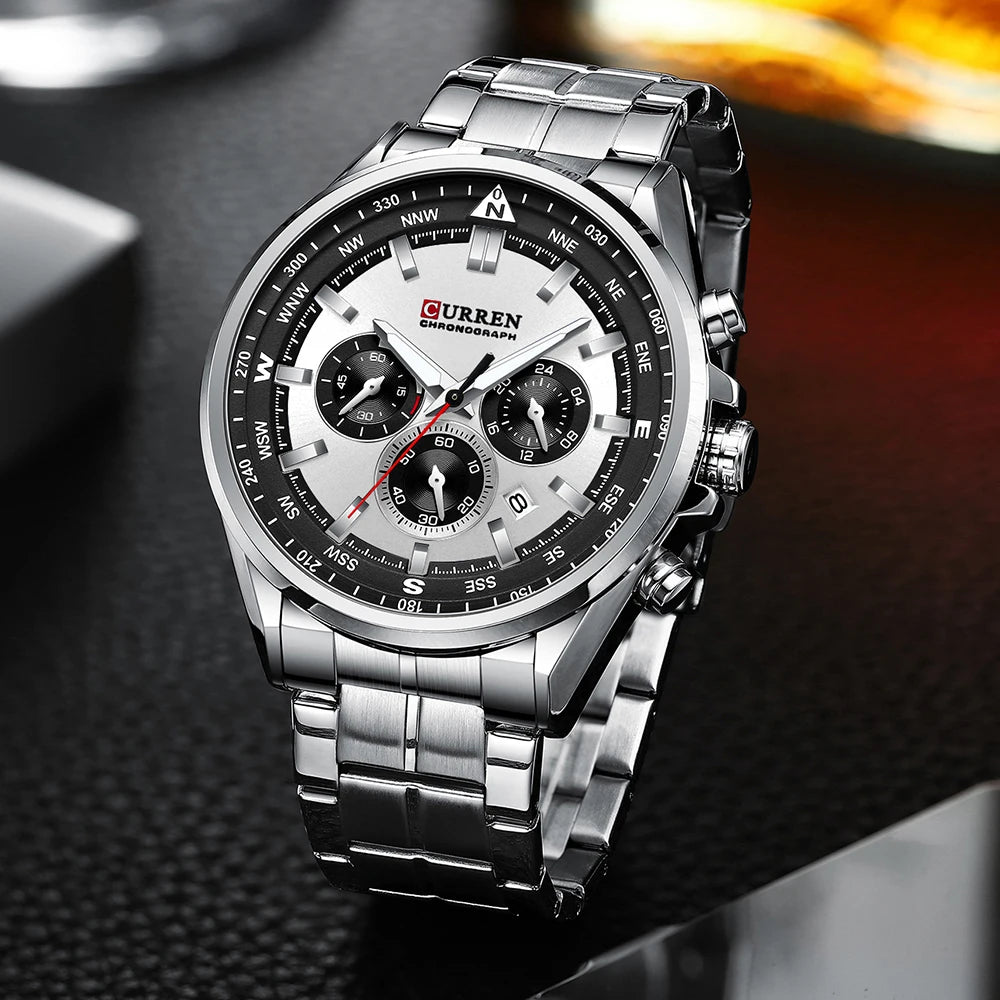 Montre pour homme CURREN – Montre tendance de grande marque, modèle de luxe, étanche, en acier, style sportif, chronographe à quartz
