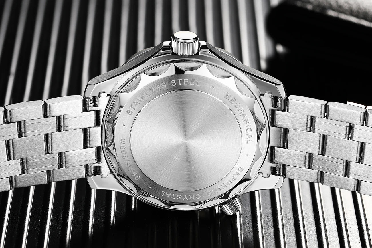 PHYLIDA Black Dial PT5000 MIYOTA Automatic Watch DIVER 200M 007 NTTD Style Sapphire Crystal Solid Bracelet Waterproof 20Bar