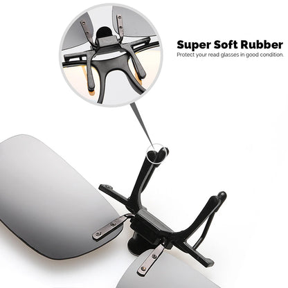 VIVIBEE Men Polarized Flip Up Clip on Sunglasses Black Driving UV400 Women Square S M L Goggles Night Vision Fishing Glasses