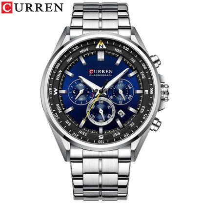 Montre pour homme CURREN – Montre tendance de grande marque, modèle de luxe, étanche, en acier, style sportif, chronographe à quartz