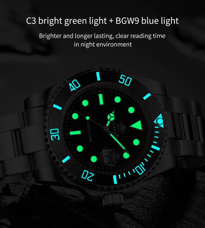 ADDIESDIVE Men's Classic Watch with Ceramic Bezel 200m Water Resistant Casual Quartz Watch BGW9 Blue Luminous Gift Watch MY-H3-2