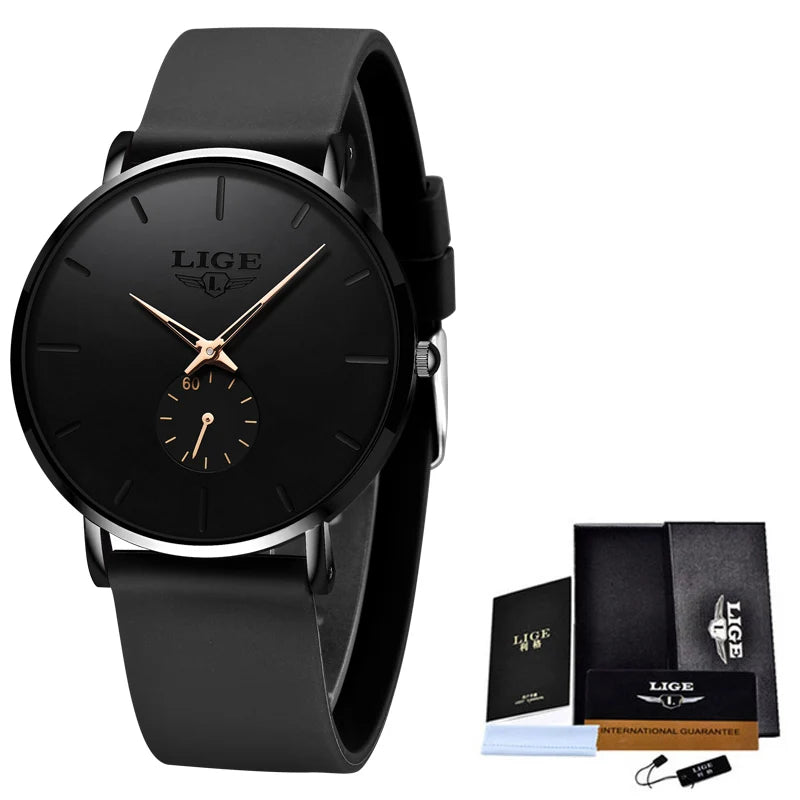 Reloj para hombre LIGE: estilo deportivo y moderno, marca de lujo, resistente al agua, diseño minimalista y ultradelgado, reloj de cuarzo para hombre.