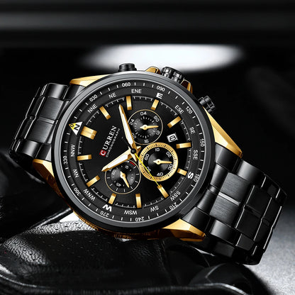 Montre pour homme CURREN – Montre tendance de grande marque, modèle de luxe, étanche, en acier, style sportif, chronographe à quartz