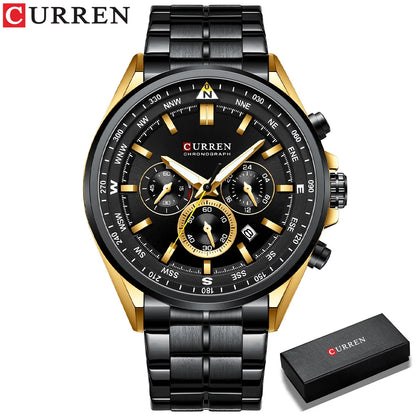 Montre pour homme CURREN – Montre tendance de grande marque, modèle de luxe, étanche, en acier, style sportif, chronographe à quartz