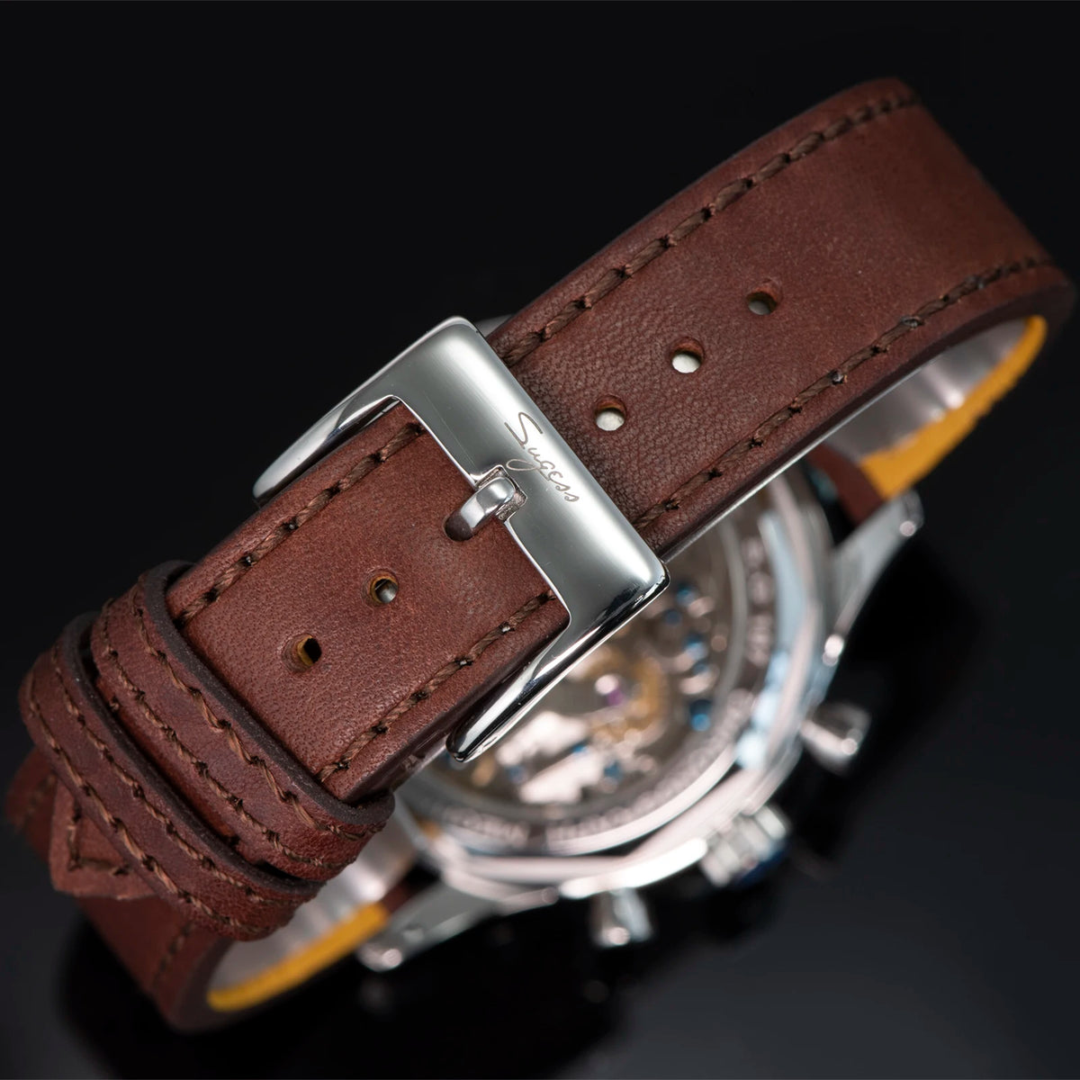 Sugess Watch of Men Chronograph Mechanical Wristwatches Tianjin ST1901 Swanneck Movement Pilot Mens Watch Sapphire Crystal Gift