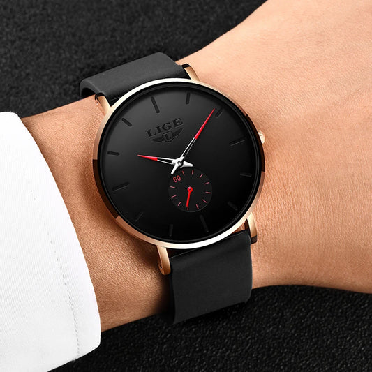 Reloj para hombre LIGE: estilo deportivo y moderno, marca de lujo, resistente al agua, diseño minimalista y ultradelgado, reloj de cuarzo para hombre.