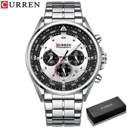 Montre pour homme CURREN – Montre tendance de grande marque, modèle de luxe, étanche, en acier, style sportif, chronographe à quartz