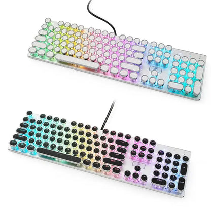104 Keys Retro Round Keycaps Double Shot DIY Typewriter Keycap for Backlit Mechanical Keyboard Circular
