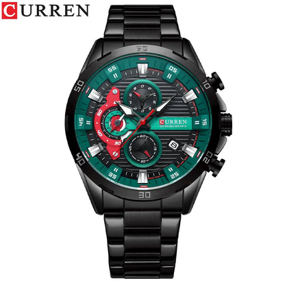 Reloj para hombre CURREN: cronógrafo deportivo de lujo, movimiento de cuarzo, totalmente de acero, resistente al agua