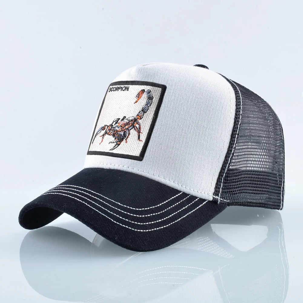 Streetwear Trucker Caps With Scorpion Patch Men's Snapback Hip Hop Baseball Cap For Women Four Seasons Fashion Casquette Hats
